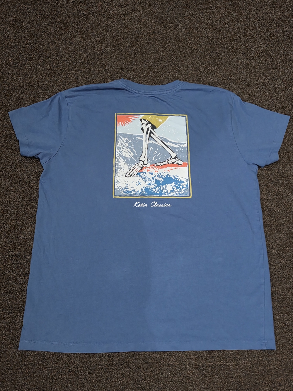 Katin - Short Sleeve Tee | Blue, Surf Skeleton Graphic | Men's Large